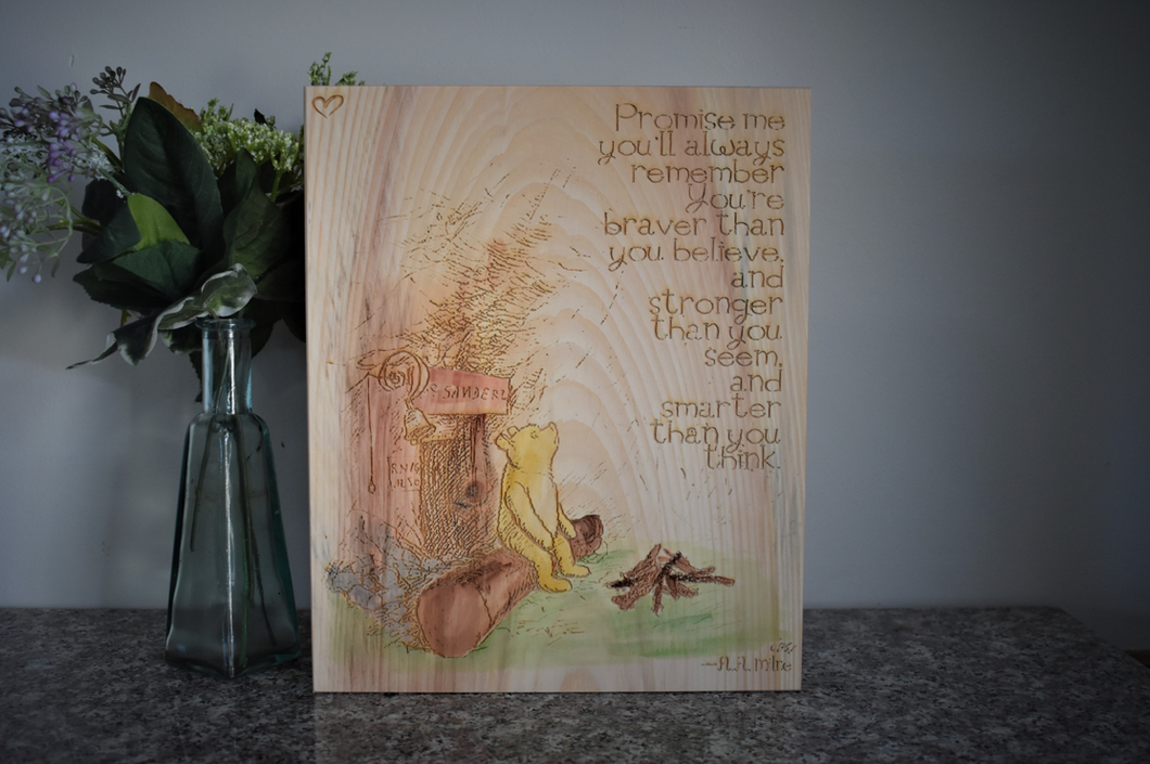 Engraved Hand Painted Pooh Sign - Promise Me